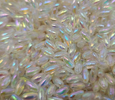 1,000 pcs Iridescent AB Clear Plastic Pearls 3mm x 6mm Oval Rice Craft Beads