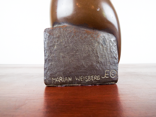 Vintage Marian Weisberg MCM Sculpture Bronzed Composite Lemur Signed 1960s Art - Picture 3 of 11