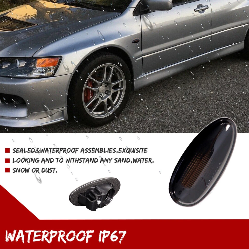 Lámpara de luz marcadora frontal LED ámbar humo para Mitsubishi Outlander Lancer EVO Foto 4 de 4