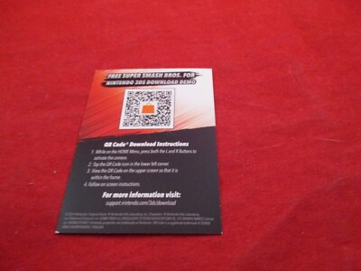 Super Smash For Nintendo 3DS Promo Downloadable Demo Card *EXPIRED*