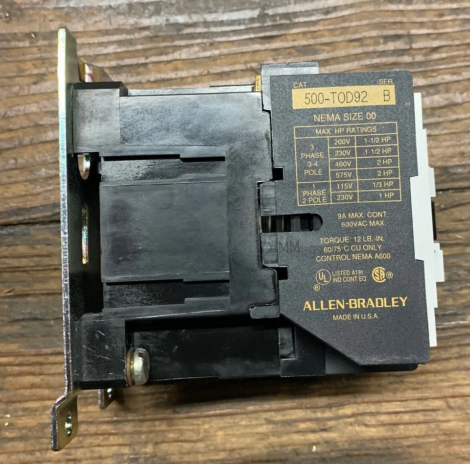 КОНТАКТОР ПЕРЕМЕННОГО ТОКА ALLEN BRADLEY 500-T0D92 СЕРИЯ B NEMA РАЗМЕР 00 2 ПОЛЮСА НОВЫЙ В КОРОБКЕ - Изображение 3 из 4