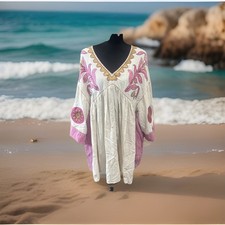 Easel Bohemian Style Size Small 100% Cotton Tunic Dress Beach Travel Boho Chic