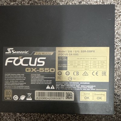 Seasonic FOCUS GX-550 550W Fully Modular ATX Power Supply PSU SSR-550FX