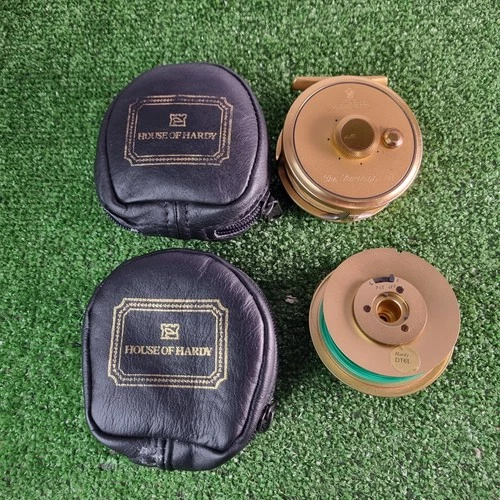 HOUSE OF HARDY 'THE SOVEREIGN' 7/8 FLY REEL + LEATHER CASE + SPARE SPOOL & CASE