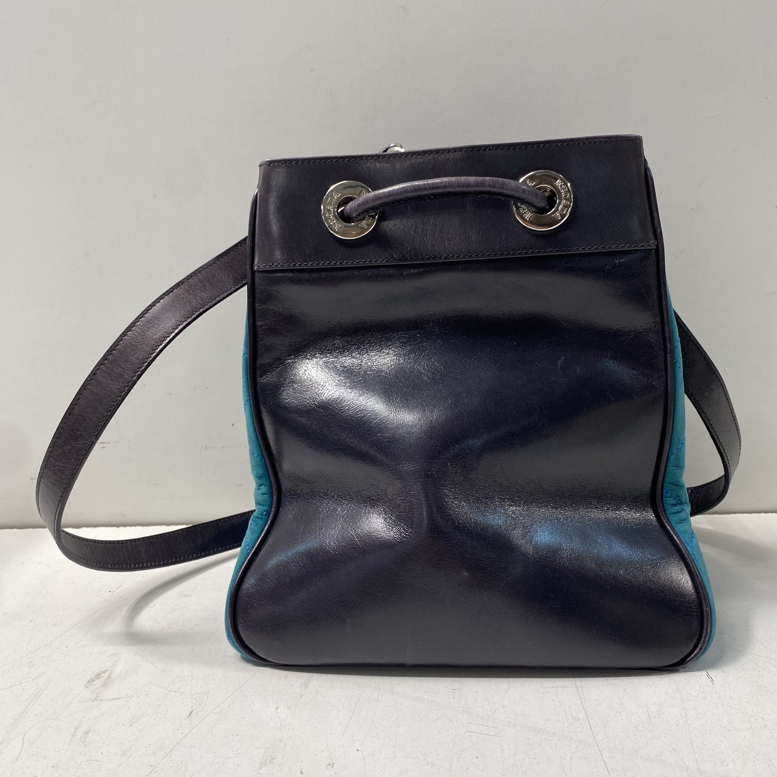 Escada \Black Leather Solid Gold Hardware Bucket … - image 1