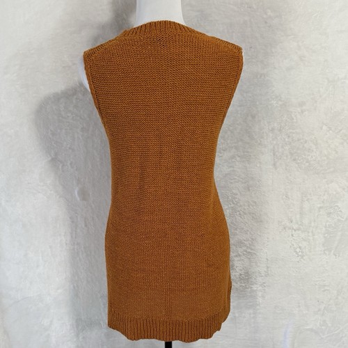 Ann Taylor Knit Sweater Vest Tunic Shell Size L Burnt Orange Camel Boho Relaxed - Picture 5 of 14