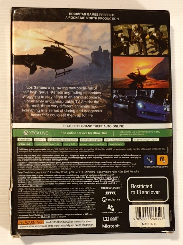GRAND THEFT AUTO V 5 Special Edition Game for Xbox 360 - Steel Book ,Manual, Map - Image 2 of 4