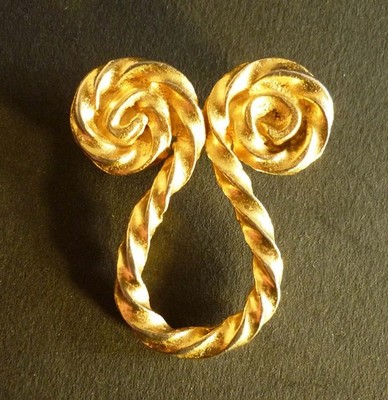 Schwere Brosche Nähen Bronze vergoldet Rochas zugeschrieben Vintage 80er