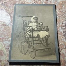 Antique Cabinet Card Baby In Carriage Holding A Doll Children And Infants