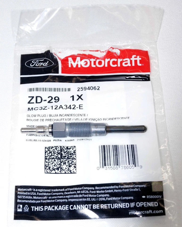 Pack of 8 Genuine Motorcraft ZD9 replaced with ZD29 Diesel Glow Plugs Ford - Изображение 2 из 4