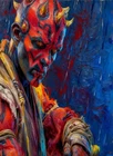 Star Wars Darth Maul Grailpop Oil Painting ACEO Print Artist Signed /30 S1#46