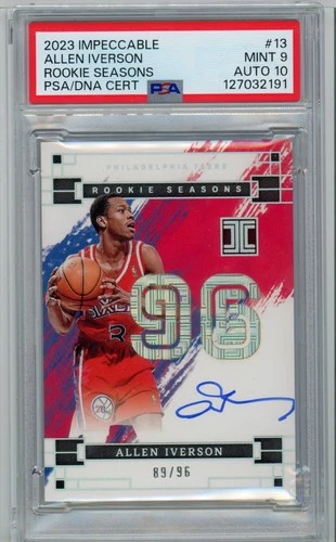 ALLEN IVERSON 2023 PANINI IMPECCABLE ROOKIE SEASONS AUTO /96 PSA 9 10