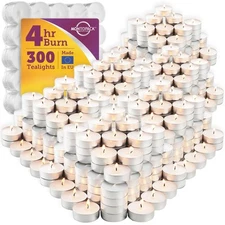 MontoPack Unscented White Tealight Candles Bulk [300] | 4 Hours of Smokeless ...