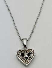 925 Sterling Silver 16 CZ Heart Necklace 18  