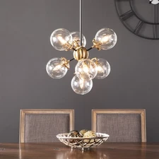 21'' Pendant 7 Lights Modern Sputnik Chandelier Glass Shade Living Room Fixture