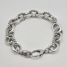 Carolyn Pollack .925 Solid Sterling Silver Bracelet 54 Grams Twist Cable Link 9"
