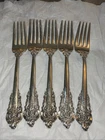 Stunning 5 Sterling Silver Salad Forks Grande Baroque pattern. 6.5” 220.4 Grams