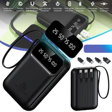 Portable Power Bank 30000mAh Battery Charger with 4 Built in Cables LCD Display
