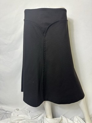 Adrienne Vittadini Womens Skirt Size 10 Black Stretch Yoked Midi Classic A Line