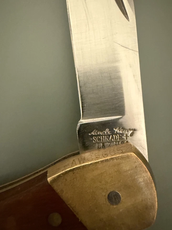CUCHILLO PLEGABLE VINTAGE SCHRADE + TÍO HENRY LB7 PATA DE OSO BLOQUEO HECHO EN EE. UU. Foto 2 de 4