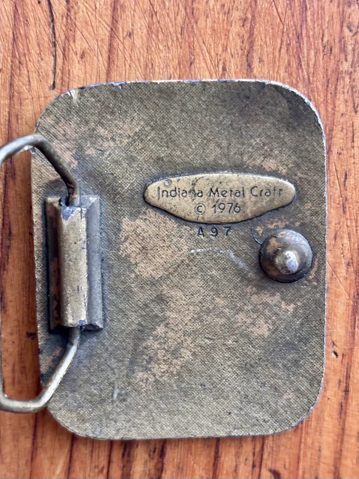 Hebilla de cinturón de bajo boca grande latón Indiana metal artesanía 2 pulgadas X 2,25 Foto 3 de 3