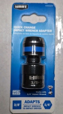 NEW Hart Quick Change Impact Wrench To Impact Driver Adapter 3/8'' Sq To 1/4'' Hex