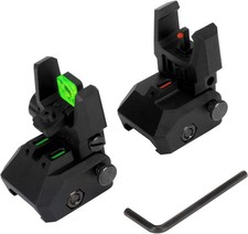 Front Rear Iron Sights Gun Rifle Firearm Weapon Shooting Polymer Fiber Flip Up