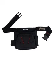 Husky Tool Belt Pouch 6-Pocket Black Pouch Adjustable Belt Buckle Tape Clip