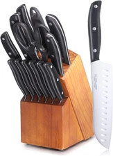 Knife Set, 15 Pcs Knife Sets for Kitchen with Block, Germany High Carbon Stainle