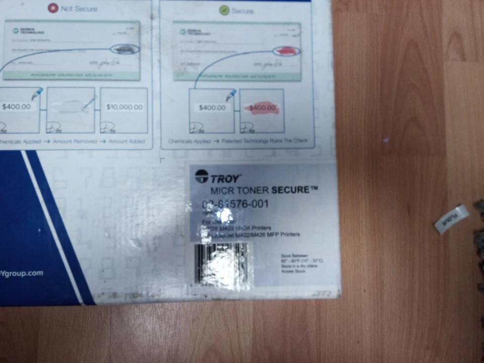 Tóner Troy MICR seguro resistente al fraude 02-81576-001 uso con impresora multifunción Troy M402/M426 Foto 3 de 4
