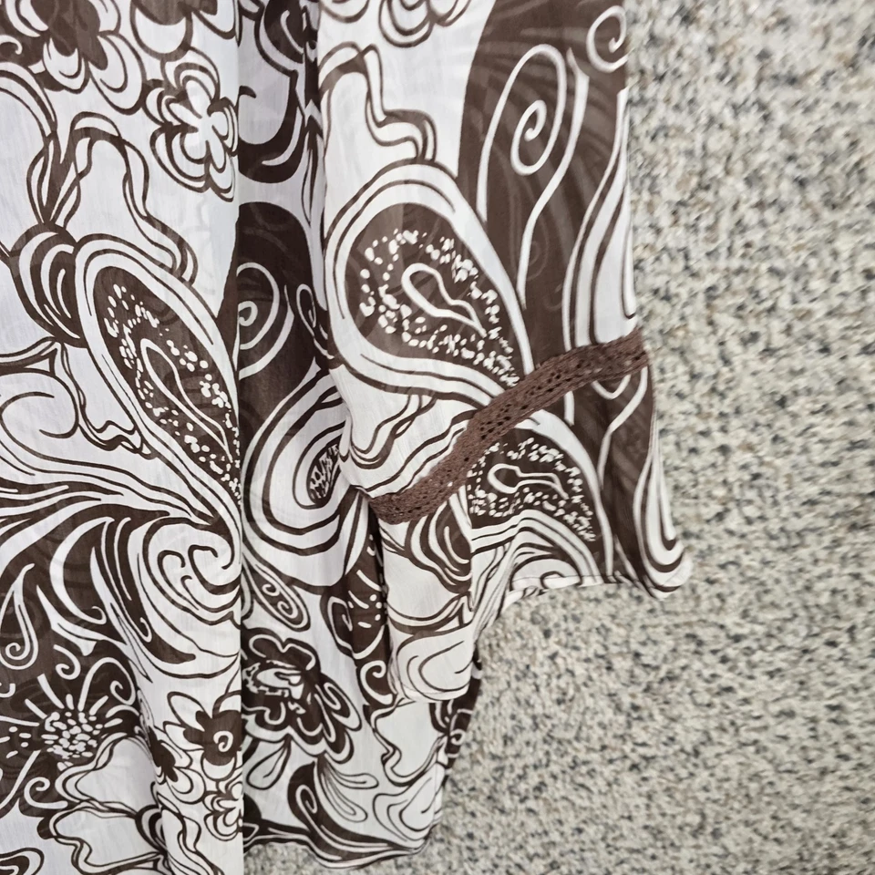 Blusa Susan Graver Top Mujer Plus 1X Marrón Cuello en V Estampado Paisley Transparente Damas Foto 2 de 4