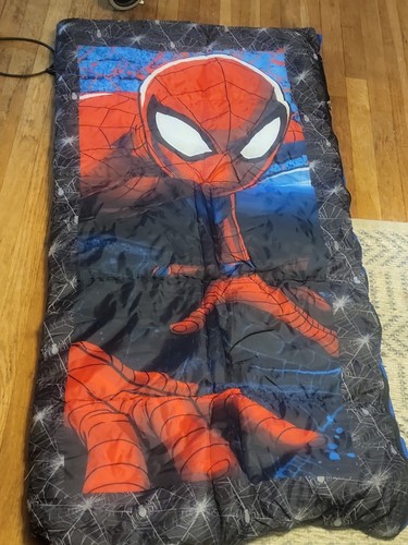 Marvel Spiderman Toddler Little Kid Camping Sleeping Bag 28X56 In Blue And Red