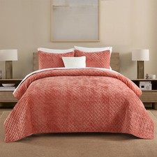 Velvet Bedspread Quilt Bedding Sets,Luxury Elegant Ultra Soft Velvet Comforte...