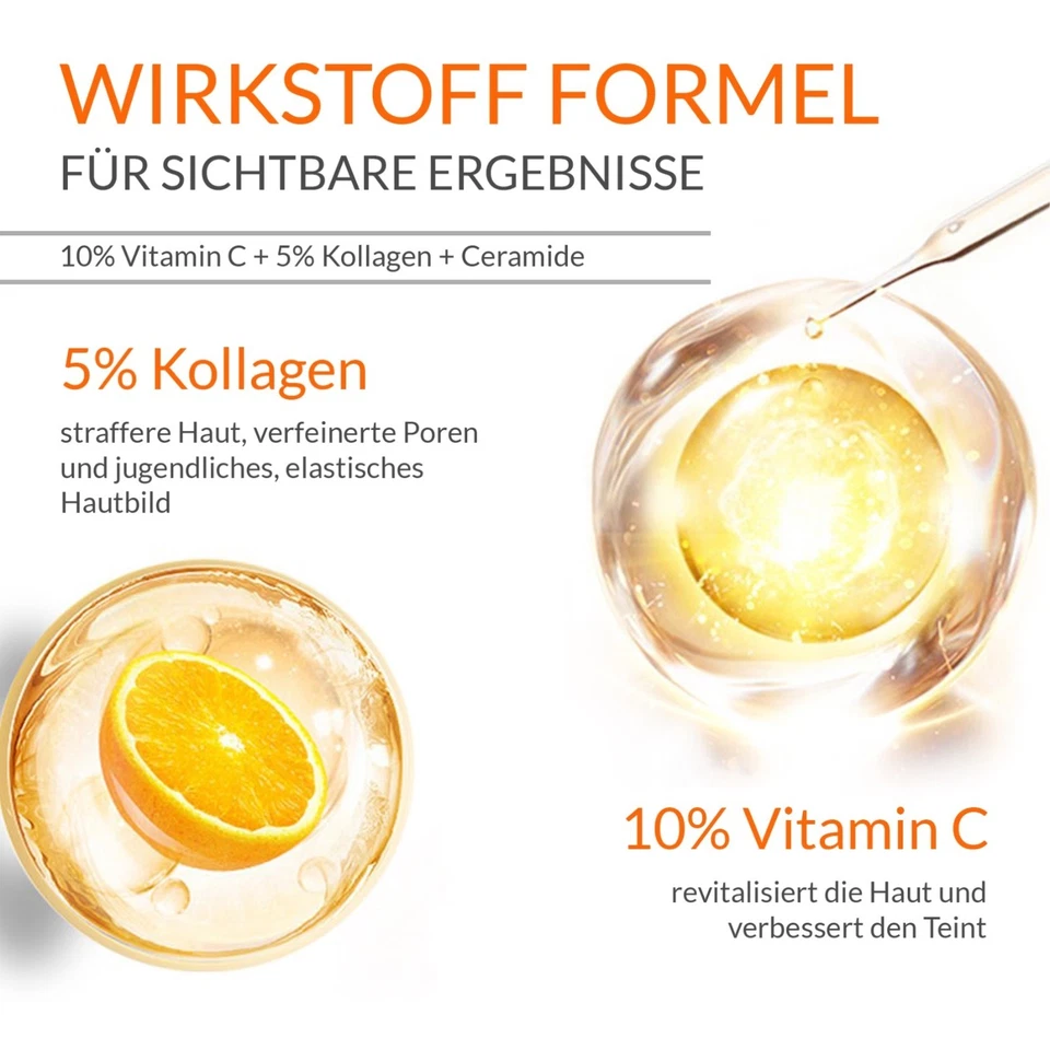 Gesichtsserum Vitamin C Serum Brightening Anti-Aging Anti-Falten Hyaluronsäure - Bild 3 von 4