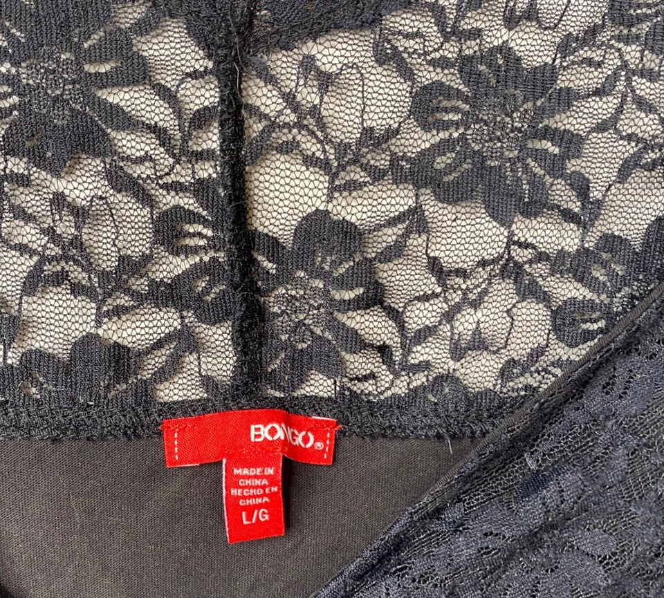 Top corto de encaje Bongo Whimigoth Fairy años 90 Y2K negro talla L nuevo con etiquetas Foto 3 de 4