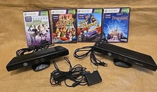 2 Xbox 360 Kinect Sensor Bundle Lot With 4 Games Power Cord 1429 "Untested"