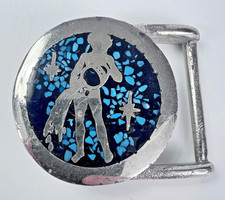 Vintage MJ Brand Aquarius Belt Buckle Western Zodiac Astrological Mens 70s