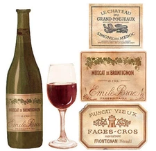 WALLIES WINE TASTING wall stickers 25 prepasted decals bottles labels glasses