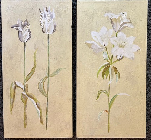 Beautiful Pair Of Rustic Flower Art Prints On Canvas