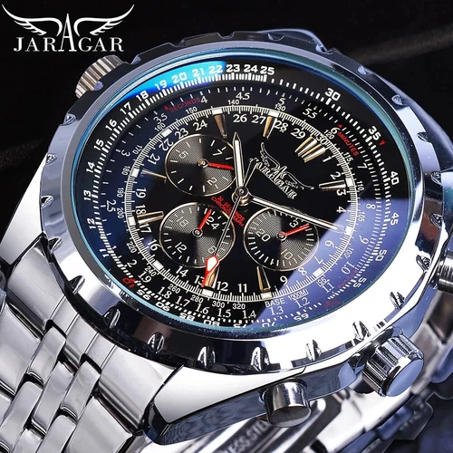 Reloj Cronógrafo Acero JARAGAR Hombre Automático Acero Inoxidable - Imagen 3 de 8