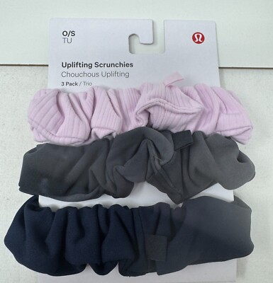 Lululemon Uplifting Scrunchie 3 Pack Hair Ties Pink Grey  display picture 3