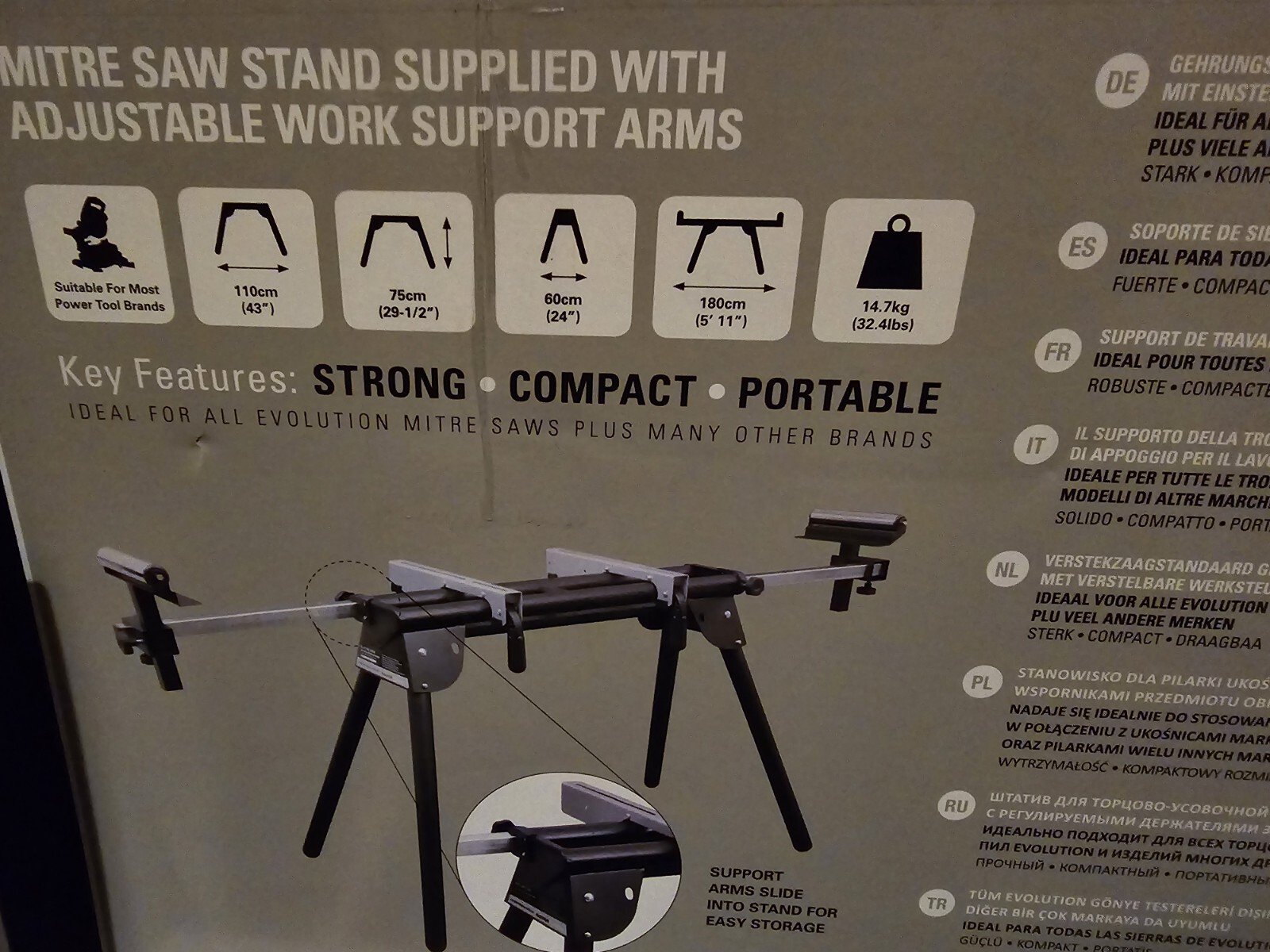 Evolution Miter Saw Stand with Quick Release Mounting Brackets EVOMS1