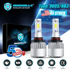 LED Headlight Bulbs Conversion Kit 6500K 9005 High Beam FOG Light Bright White