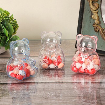 12Pcs Christmas Tree Decorations Clear Candy Box Bear Shaped Small Favor Box-qp