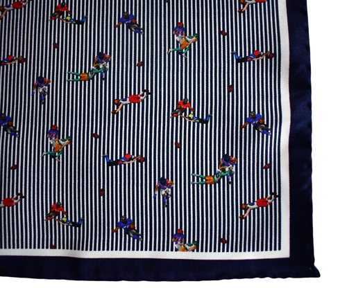🆕️NEW ETON AMERICAN FOOTBALL Print 100% SILK Pocket Square Handkerchief ITALY - Picture 4 of 6