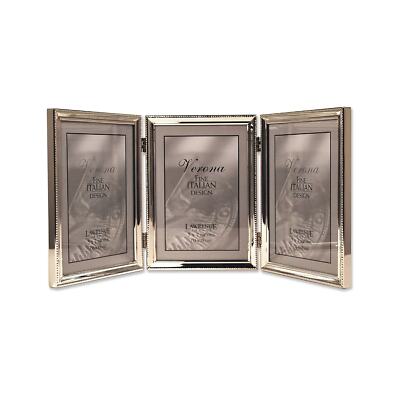Lawrence Frames 5'' x 7'' Metal Silver Hinged Triple Picture Frame with Beads