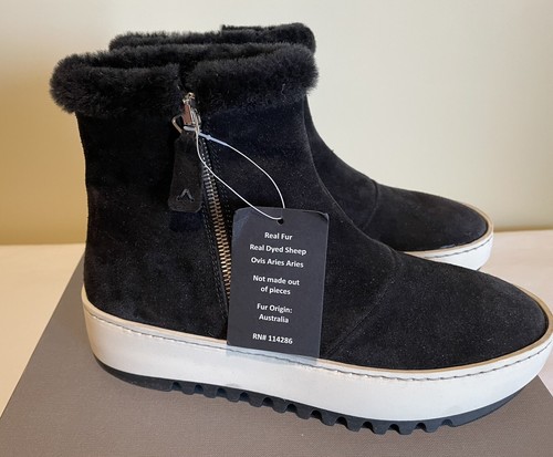 Aquatalia Alison Black Water Resistant Shearling Booties Women's 7.5 M NWB - Picture 6 of 13