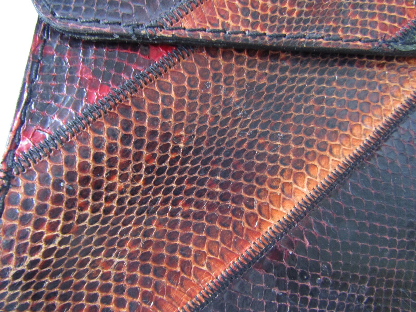 Vintage Snakeskin Patchwork Large Envelope Clutch… - image 4