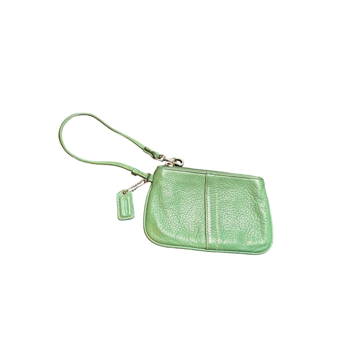 00 希少モデルCOACH レザー ハンドバッグ ライトグリーン Coach Green Leather Wristlet Purse With Zipper Closure | eBay