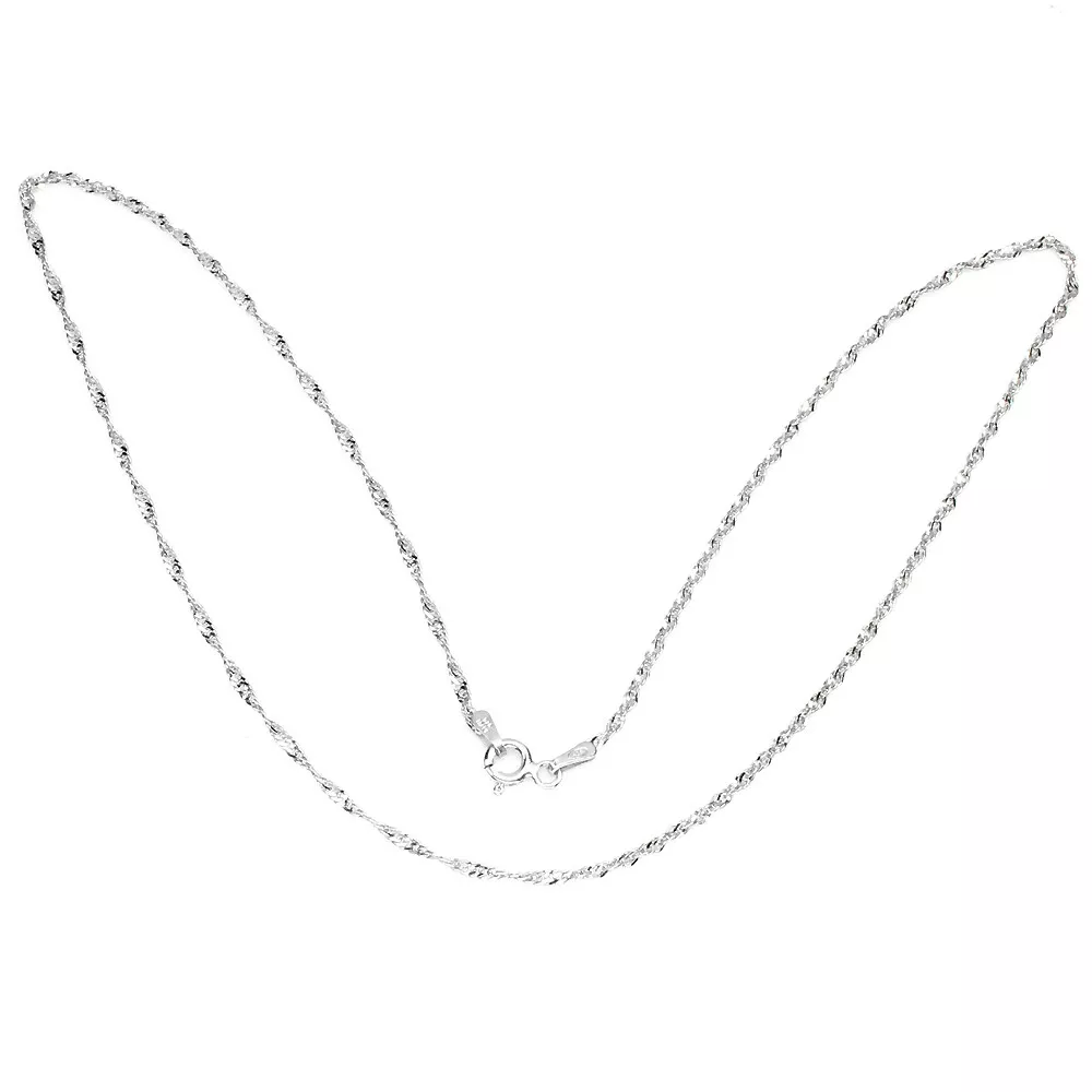 14k White Gold Plate 925 Sterling Silver Necklace 16inches Italy